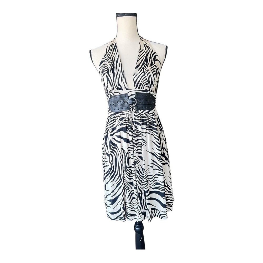 Marciano Black and White Zebra Print Backless Dress Size M - Picture 2 of 8